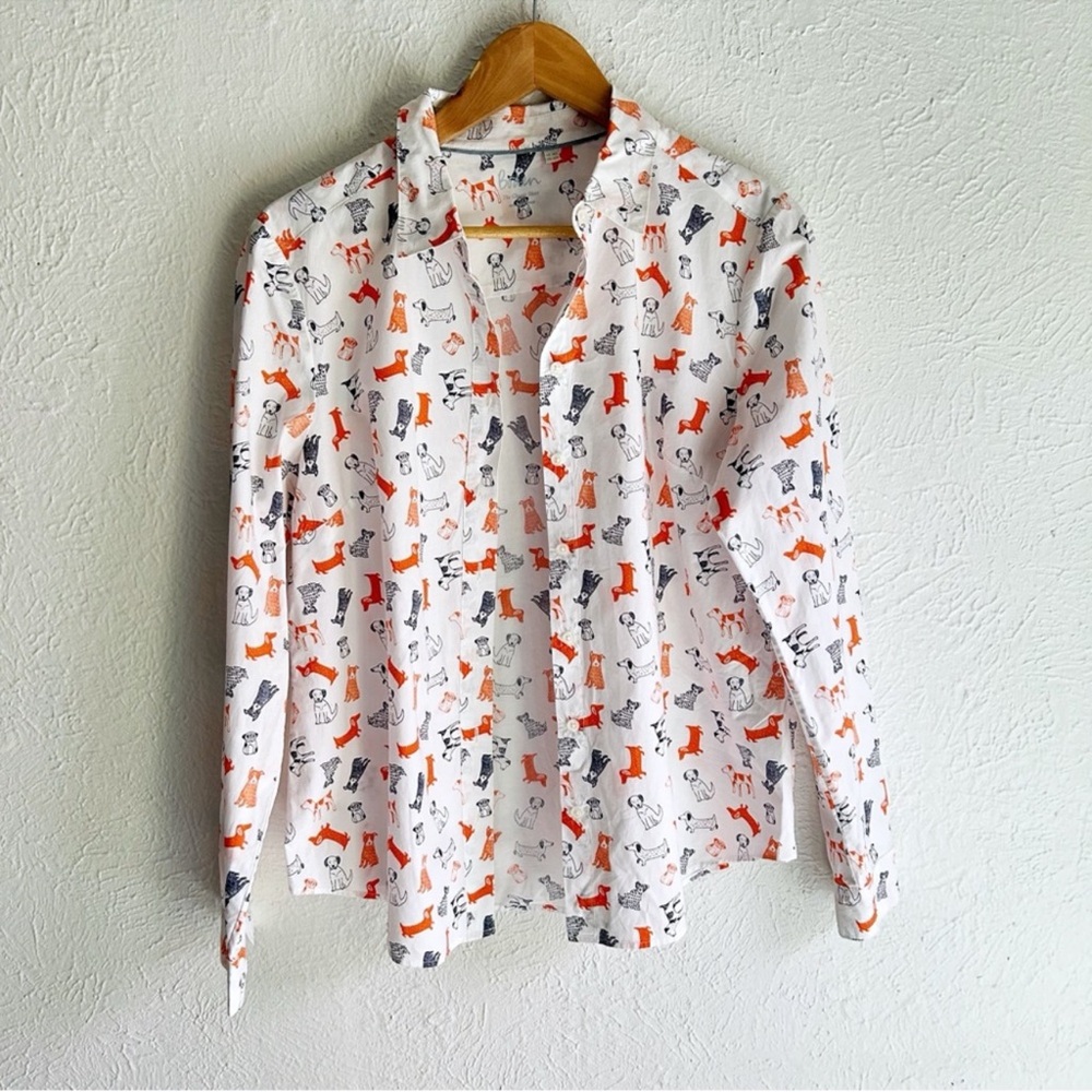 Boden Modern Classic Shirt Novelty Dog Print Sz 10 - Picture 2 of 6